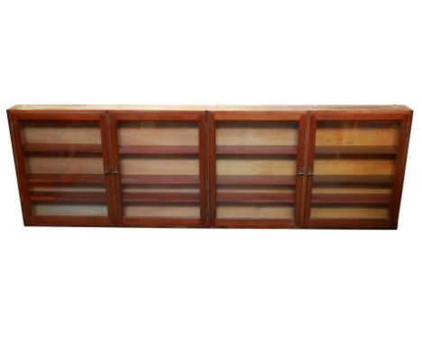 English, c.1880, 4 glazed doors open to reveal shallow shelves for bottles, shelves modern chipboard replacements, cabinet 14