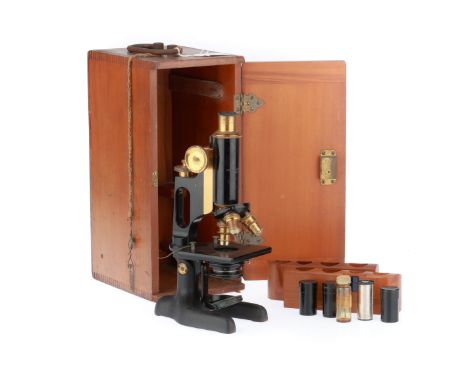American, engraved Bausch &amp; Lomb Optical Co. Rochester N.Y. U.S.A., fixed stage, with 1.9mm, 4mm, &amp; 16mm objectives, 