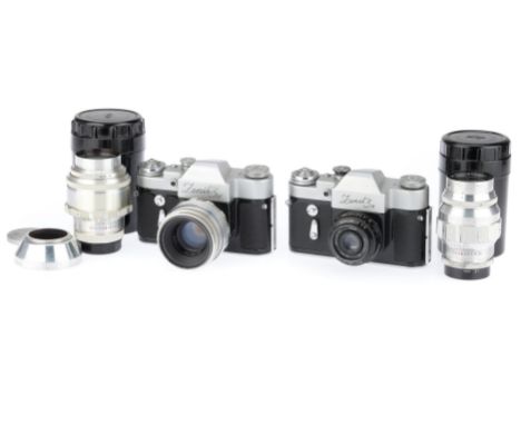 comprising serial number 69025763, silver, body G, shutter works, with an Industar f/3.5 50mm lens, optics G with dust, and s