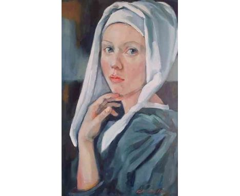 Gill Walton BA(Hons) (British, B.1965) "Self Reflection", oil on aluminium, signed to lower right, artist label to verso, 50c