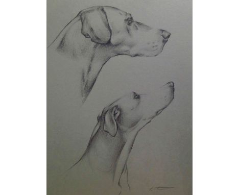 Laura Cullen (Irish, B.1997) "Hounds After Calderon", carbon pencil, signed to lower right, 26cm x 21cm (Framed 34cm x 28cm).