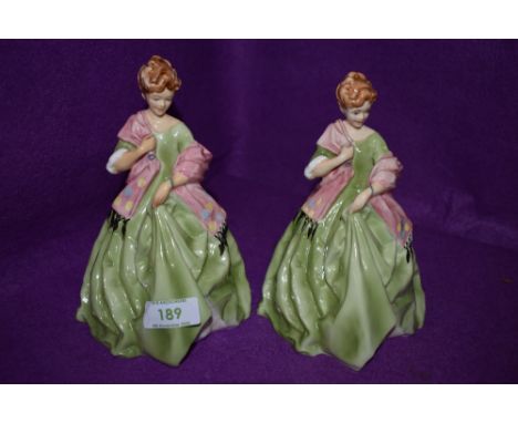 Two figures by Royal Worcester both titled first dance