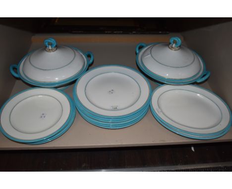 A part dinner service by Royal Worcester in a blue and gilt glaze