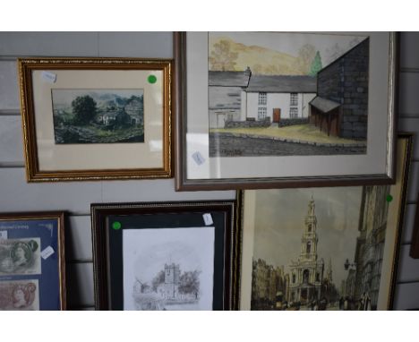 A selection of prints and original art work including Holm Ground Cottage Langdale