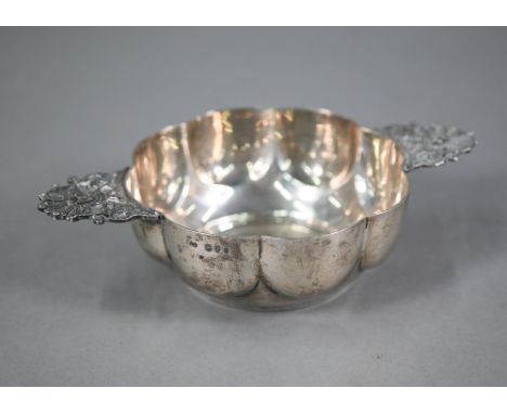 A Victorian silver lobed bowl with twin cast and pierced handles, Chawner &amp; Co, London 1891, 8.3oz, 20.5cm wide o/a (Prov