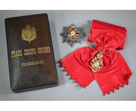 Imperial Austrian Order of Franz Joseph (1849) Grand Cross Set, First Type, pre 1870, by Gebruder Resch of Vienna. Grand Cros