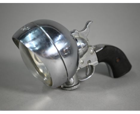 A chrome-plated novelty car mounting search-lamp with pistol grip 