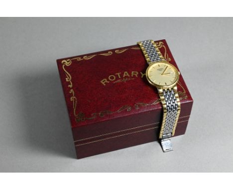 A Rotary gents gold plated and stainless steel wristwatch, with extra links, and box