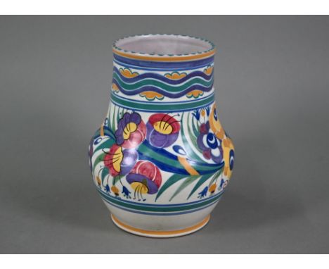 A Poole Pottery Carter, Stabler and Adams large vase with Art Deco style stylised floral decoration, 24 cm