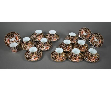 Two sets of six Royal Crown Derby Imari coffee cups and saucers, to/w two spare saucers 