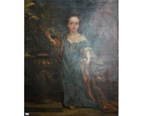 18th century English school - Portrait of a young lady 'Mrs Hoopers', oil on canvas, indistinctly inscribed lower left, 124 x