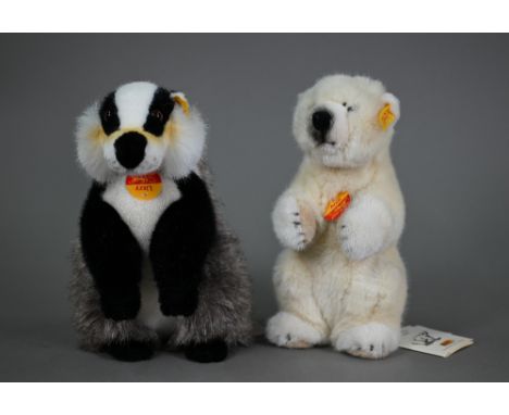 A Steiff polar bear 'Arco' and badger 'Lizzy', each 26 cm approx (2) 