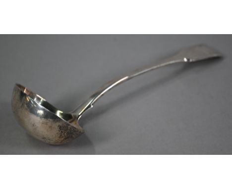 A Victorian heavy quality silver fiddle pattern soup ladle, Samuel Hayne &amp; Dudley Cater, 9.8oz 