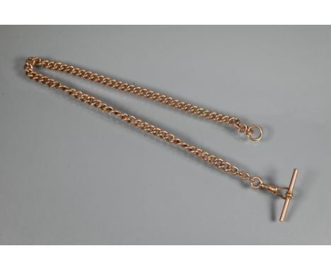 A 9ct rose gold Albert chain with swivel and bar attached, 40 cm long, approx 58.4g 