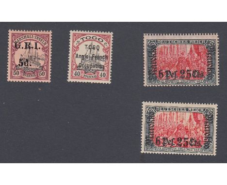 STAMPS : German Post Offices overprinted, including Morroco and Togo, and G R I Marshall Islands (overprint not guaranteed)