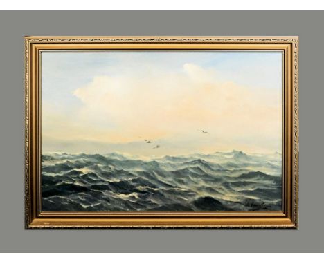 JOHN HAMILTON. Seascape with Gulls. Oil on board. Signed. 39 x 60cm.  Please note that all items in this auction are previous