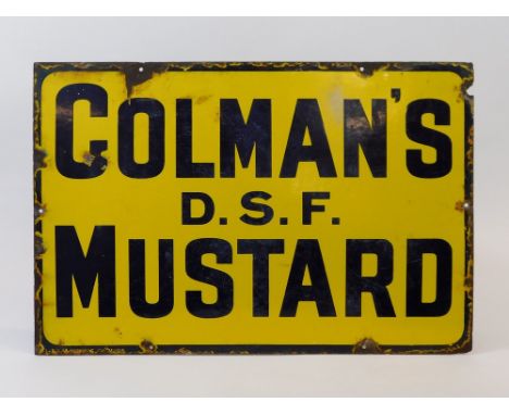 ENAMELLED SIGN. A Colman's Mustard enamel sign. 40 x 61cm.  Please note that all items in this auction are previously owned &