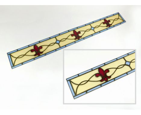STAINED GLASS. A leaded glass long panel. 11.5 x 97cm.  Please note that all items in this auction are previously owned & are