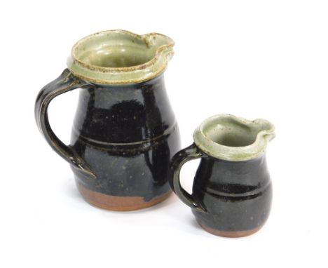 RICHARD BATTERHAM. A pint jug & a matching small cream jug by Richard Batterham.  Please note that all items in this auction 