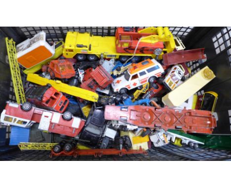 A collection of Matchbox and other die-cast model vehicles, playworn 