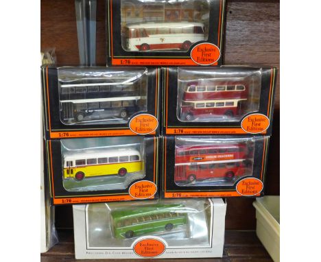 Six Exclusive First Edition buses, boxed 