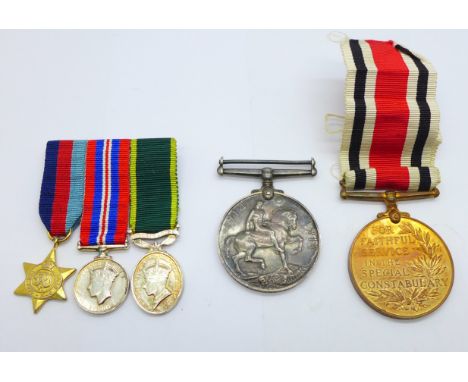 A WWI British War Medal to 507141 Pte. J. Morgan. Labour Corps, a Special Constabulary medal to Alexander McNee and three min