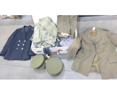 Army and Navy uniforms and canvas bags 