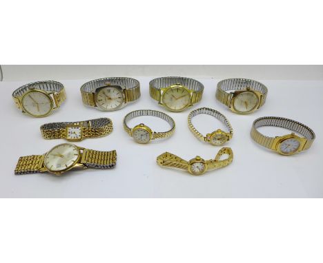 A collection of ten vintage wristwatches; five gentlemen's comprising Ingersoll, Avia, Montine, Summit and Zodiac and five la
