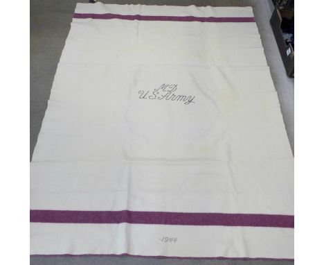 A U.S. Army Medical Department blanket, marked 1944 