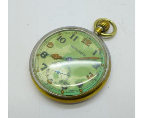 A military Jaeger-LeCoultre pocket watch, GSTP, F010121, a/f 