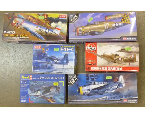 Six model aircraft kits including Airfix and Revell 