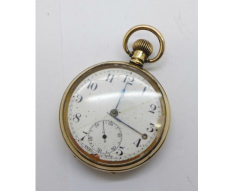 A gold plated pocket watch, a/f 