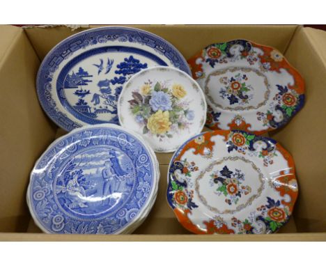 A collection of plates including a set of six The Spode Blue Room collection and Willow pattern **PLEASE NOTE THIS LOT IS NOT