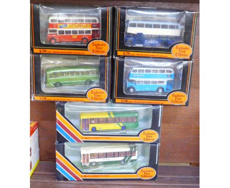 Six Exclusive First Edition buses, boxed 