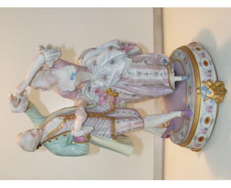 A group Bisque figure of a lady and gentleman dancing. "Exposition De Vienna" 1873 Autriche 39 cm (First condition)