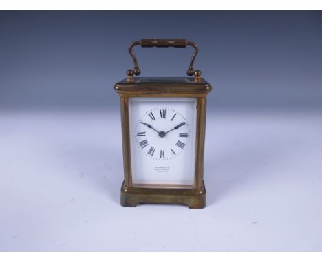 A Carriage Timepiece with white enamel dial inscribed Shipwright, Ryde, cylinder escapement, in brass framed case, and origin