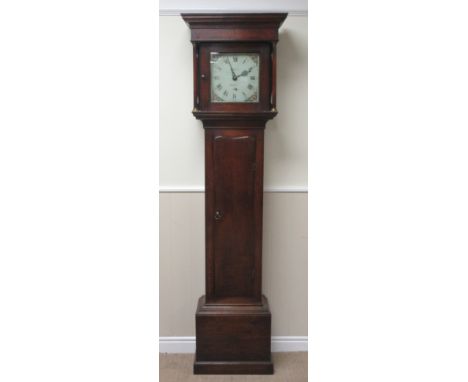 A 19th Century Longcase Clock with square painted dial inscribed Jn Wells, Shipston, 30 hour movement, in oak case, the hood 