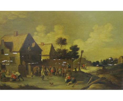 FOLLOWER OF DAVID TENIERS 11 (1610-1690)A Village Kermessebears initials 'AB 1645' (centre right)oil on joined panel23 x 35 i