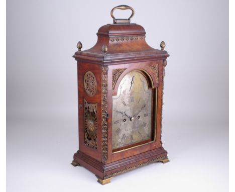 A George III mahogany and brass mounted Bracket Clock, dial signed "Tho's Lozano, En Londres", 6 1/2 in roman dial, calendar 