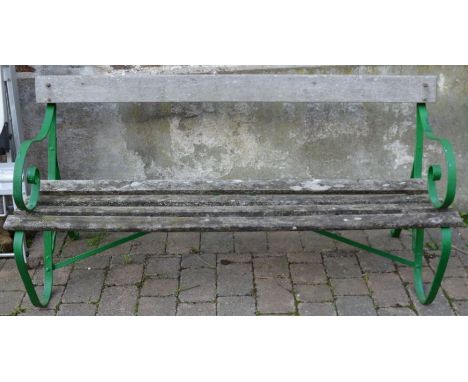 Wrought iron &amp; wood garden bench L 167cm&nbsp;