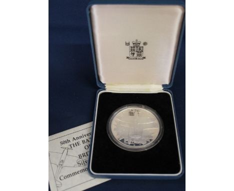 50th Anniversary of The Battle of Britain silver proof commemorative medallion issued by the Royal Mint in original box