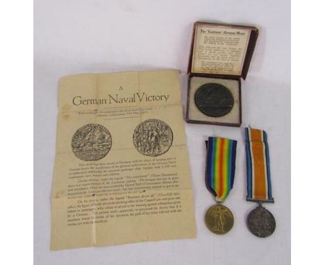 'Lusitania' German medal, Victory Medal 'The Great War for Civilisation 1914-1919'&nbsp; and silver British War Medal George 