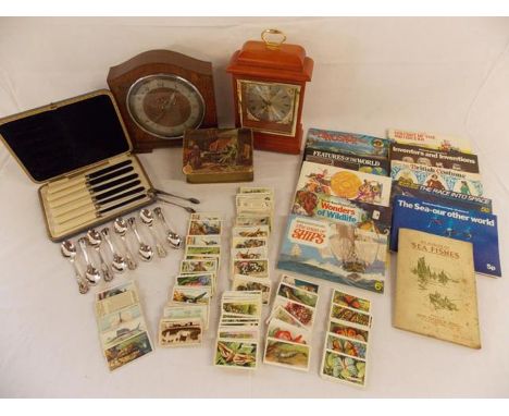 Betina made in England mantel clock, London Clock Company Westminster battery clock and collection of cigarette collectors ca