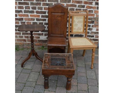 Hall chair, cane seated chair, wine table and glass coffee table&nbsp;