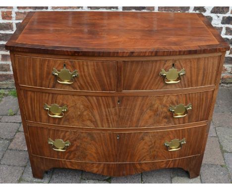 Georgian reproduction bow fronted chest of drawers in two sections, W91 x D48 x H78cm&nbsp;