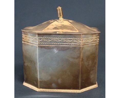 Dryad Lester Arts &amp; Crafts white metal tea caddy 13.5cm wide, 15.5cm high