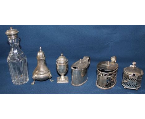 Silver part cruet sets / vinegar with silver lid, 8.26ozt weighable silver