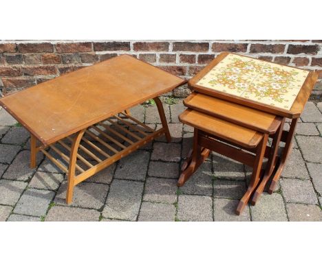 Retro coffee table &amp; tile topped nest of tables