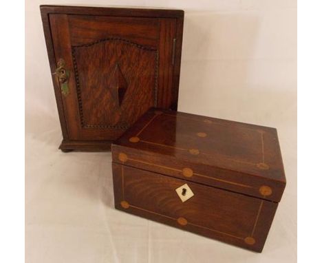 Smokers cabinet approx. 25cm x 21cm x 14cm and wooden tea chest&nbsp;