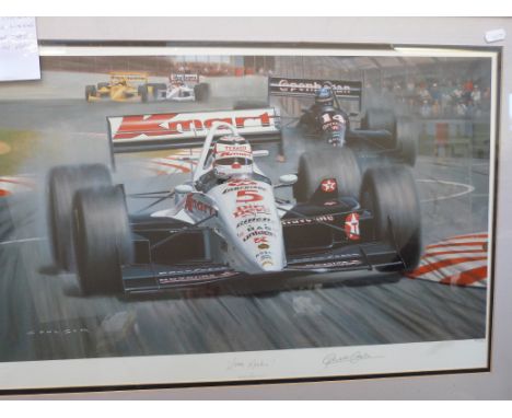 Gerald Coulson signed limited edition print (12/500) of Nigel Mansell winning the Indy Car championship (40cm x 61cm)